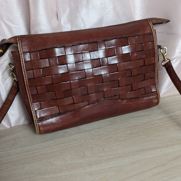 Braided Cognac Brown Leather Purse Etienne Aigner - Picture 6 of 14